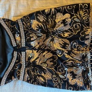 Lane 201- Black and Gold Sequin Floral Dress